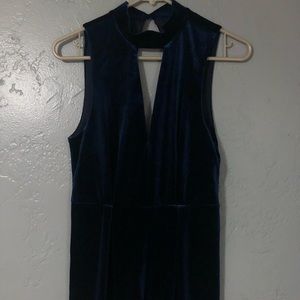 Navy Blue Velvet Romper